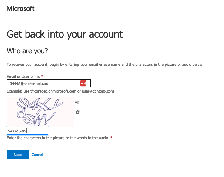 Parent password reset